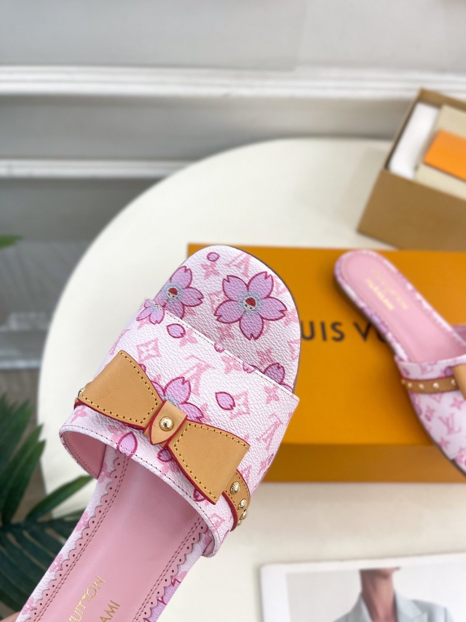 Louis Vuitton x Takashi Murakami Cherry Blossom Flat Slide Sandal view 5