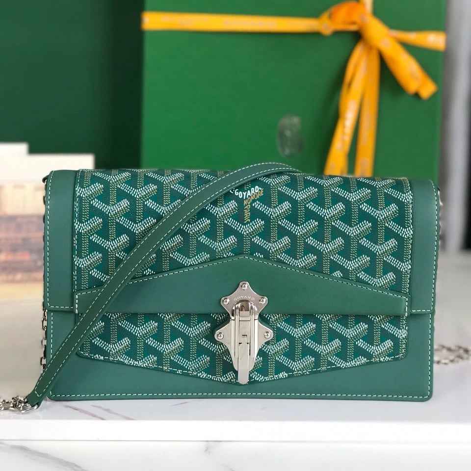 Goyard Duchesse Marie-Caroline Bag 25 Cm Green Goyardine Canvas And Smooth Calfskin