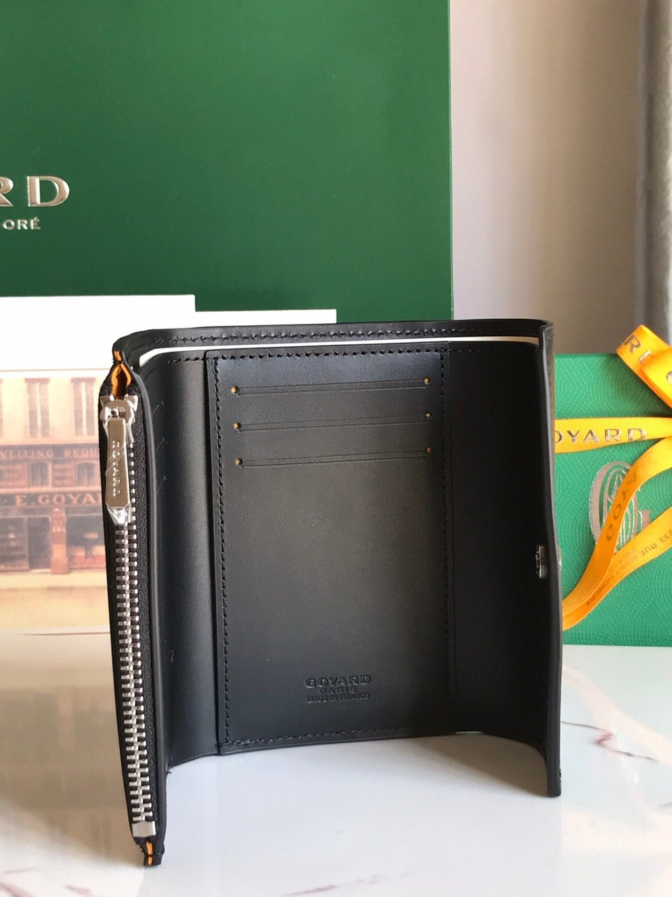 Goyard Saint-Gabriel Wallet 12 Cm Black Calfskin And Goyardine Canvas view 10