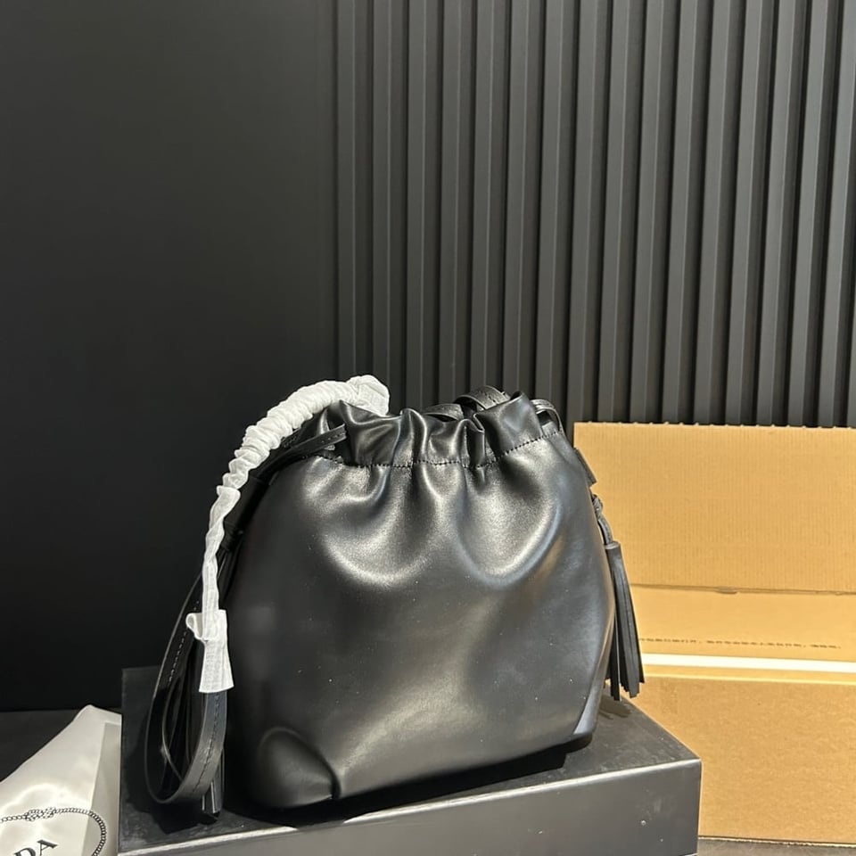 Prada Nappa Leather Shoulder Bag Black 23Cm view 6