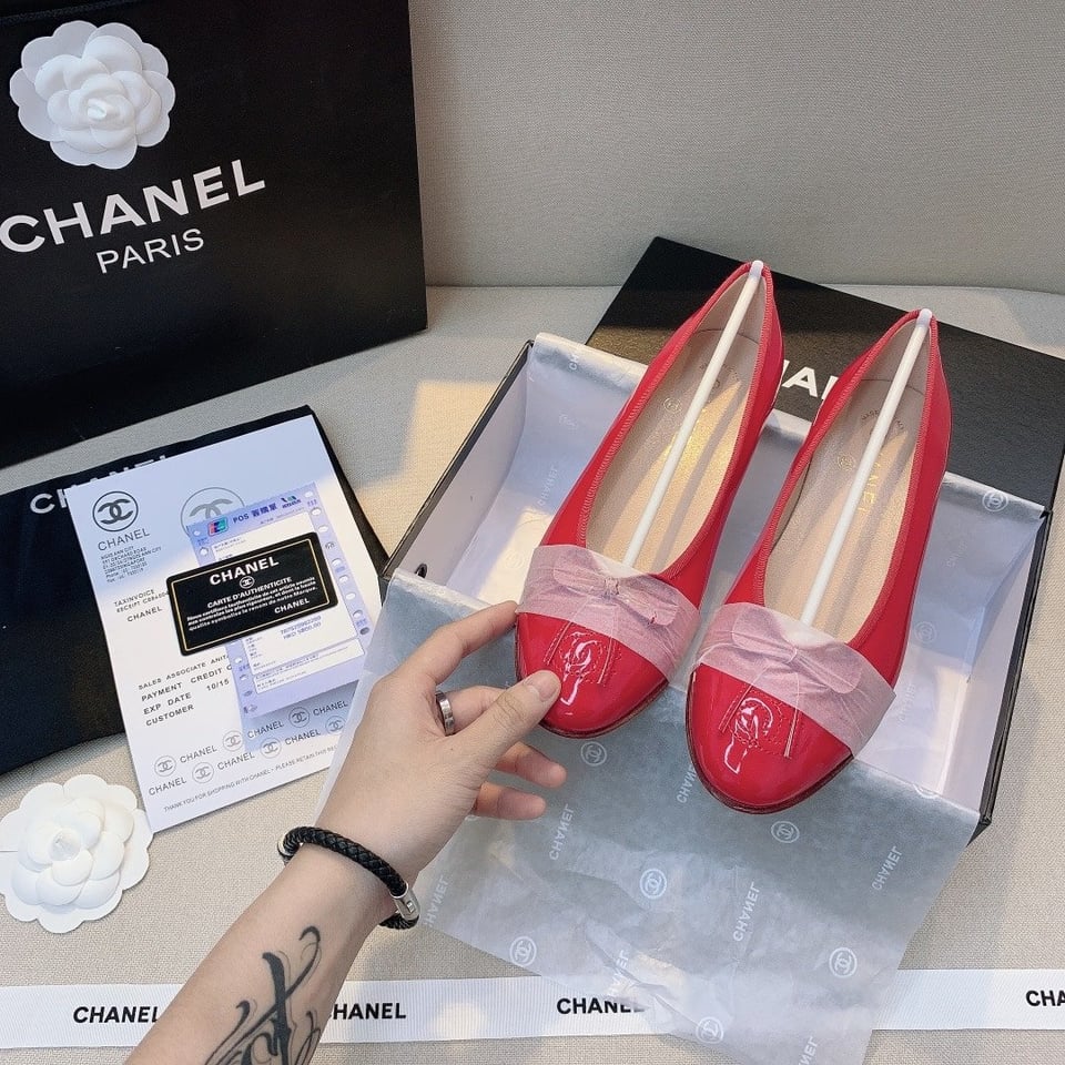 Chanel Red Women’S Ballerinas view 4