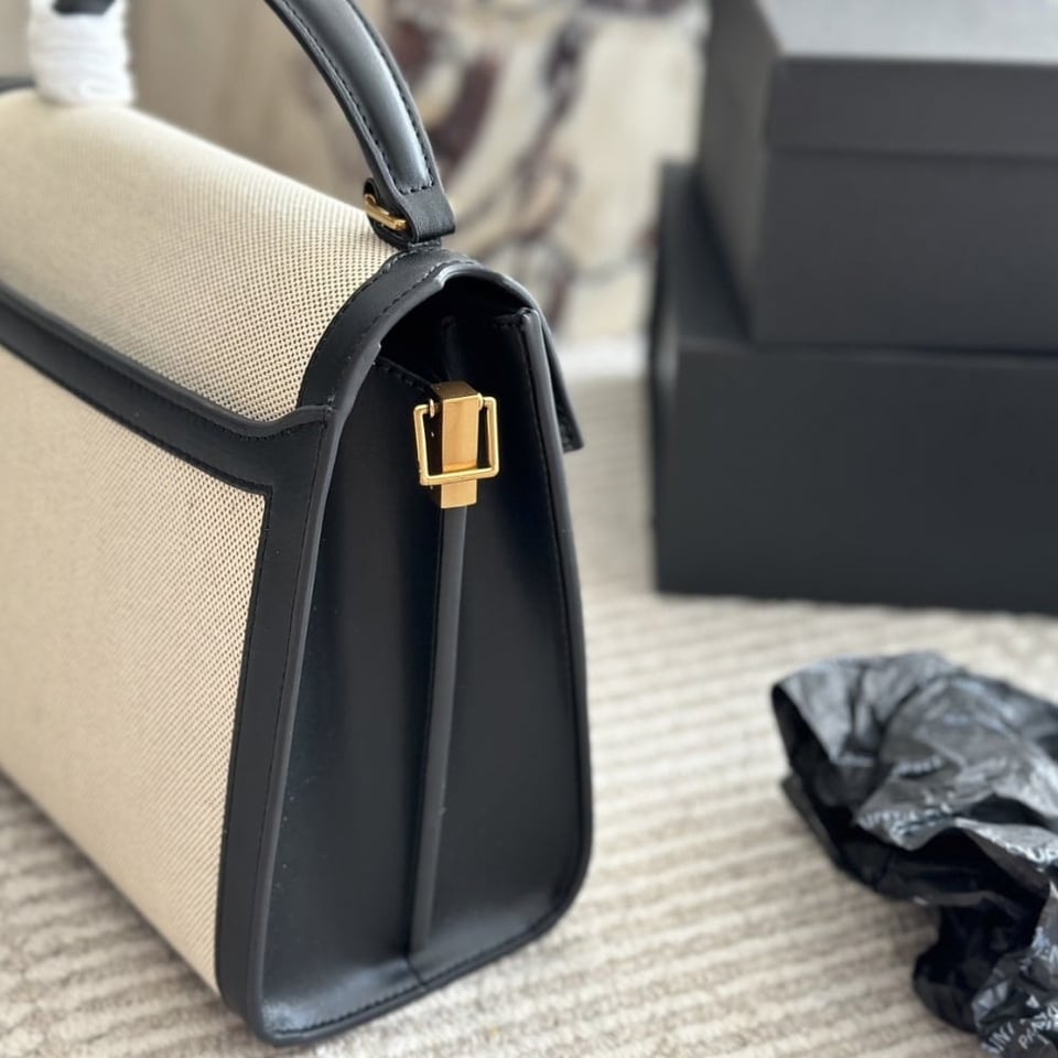 Saint Laurent Cassandra Medium Top Handle Bag In Canvas 25Cm view 5