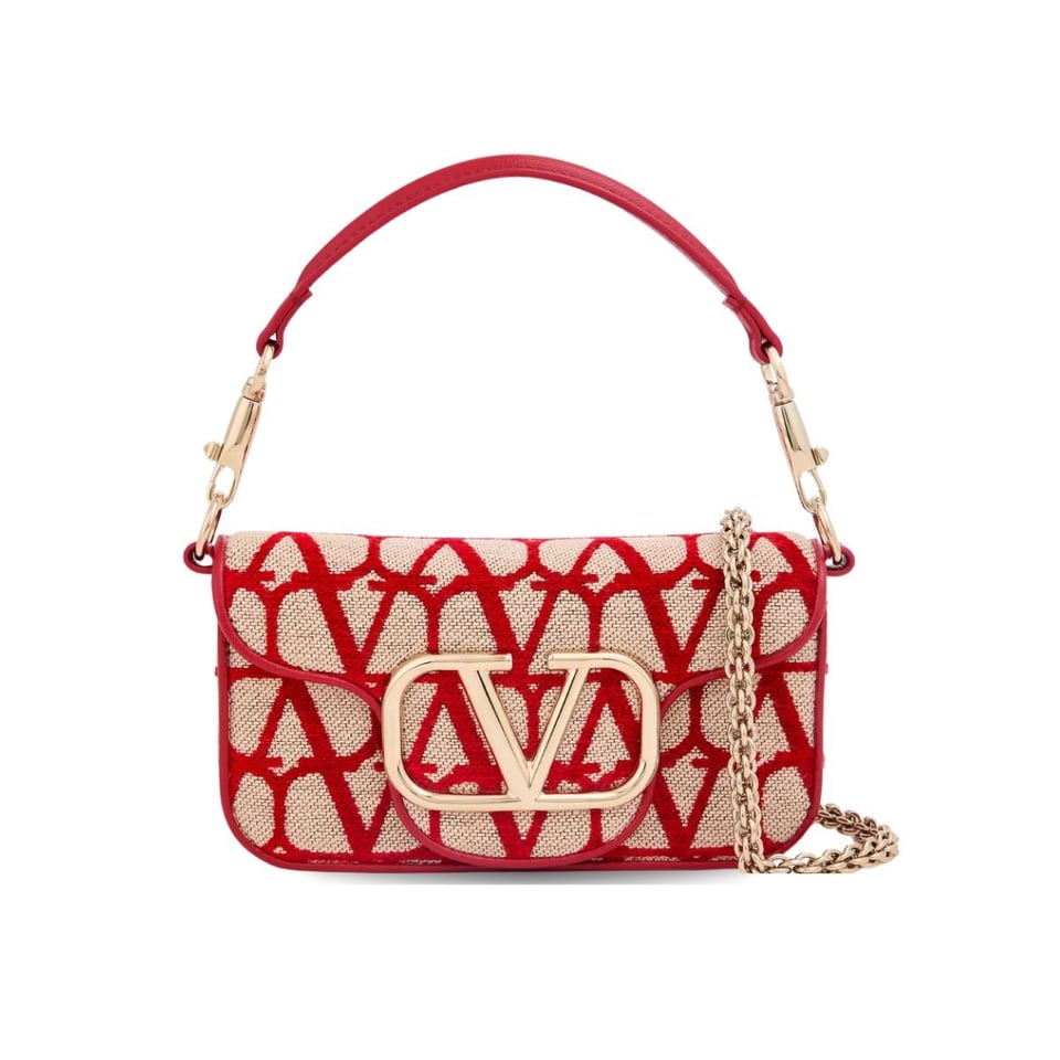 Valentino Garavani Locò Toile Iconographe Shoulder Bag Red 20Cm view 2