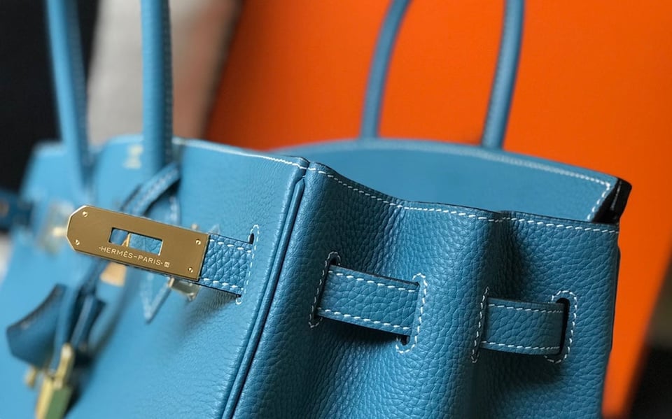 Hermes Birkin 35Cm Blue Togo Leather Gold Hardware view 7