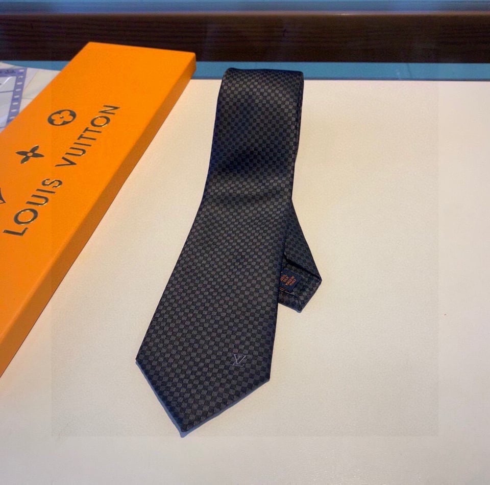 Louis Vuitton Black Geometric Woven Canvas Tie For Men view 6