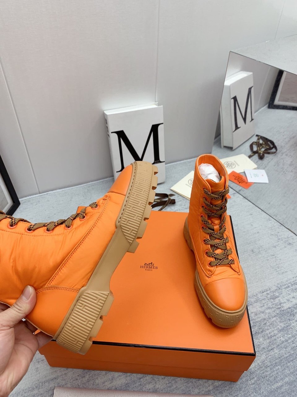 Hermes Fresh Ankle Boots Orange view 5