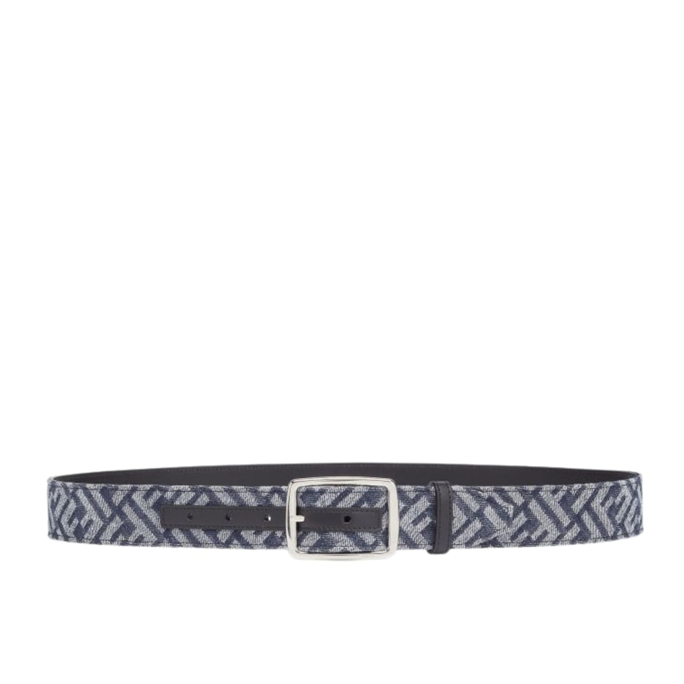Fendi Silver Buckle FF Pattern 35mm Belt For Men