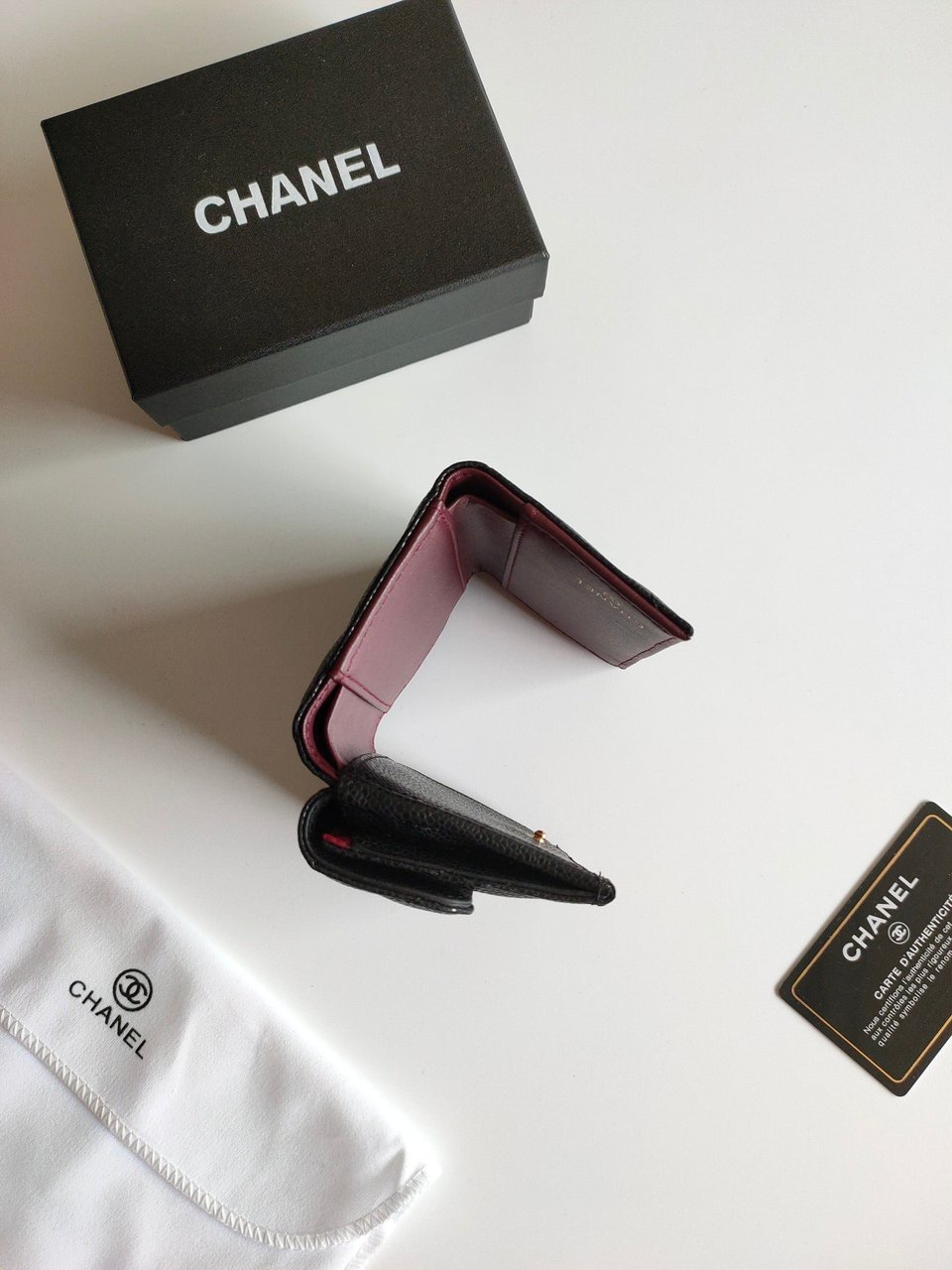 Chanel Trifold Purse 12 Black Grained Calfskin Gold Icon view 8