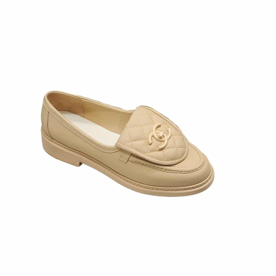 Chanel Cc Nib Turnlock Moccasins Flat Loafers Light Yellow G45474 B15482 Nt966 view 2