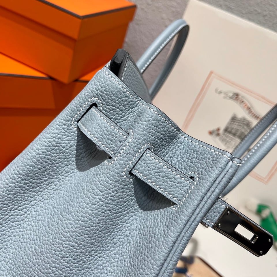 Hermes Birkin 30Cm Cloud Blue Togo Leather Silver Hardware view 6
