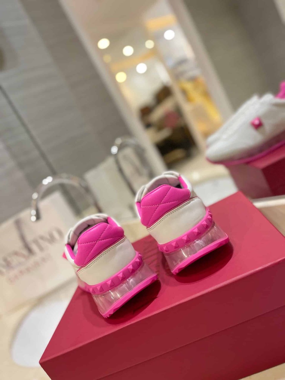 Valentino Garavani Stud Around Low Top Calfskin And Nappa Leather Sneaker Pink view 4