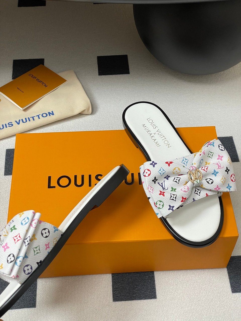 Louis Vuitton x Takashi Murakami Lily Flat Mule Bow Slide Sandals White 1AGVYA view 10