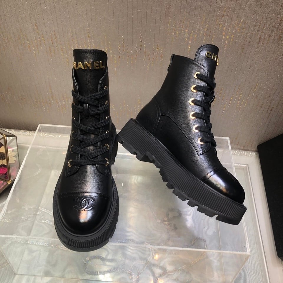 Chanel Cc Lace Up Boot Black G45124 B14018 94305 view 3