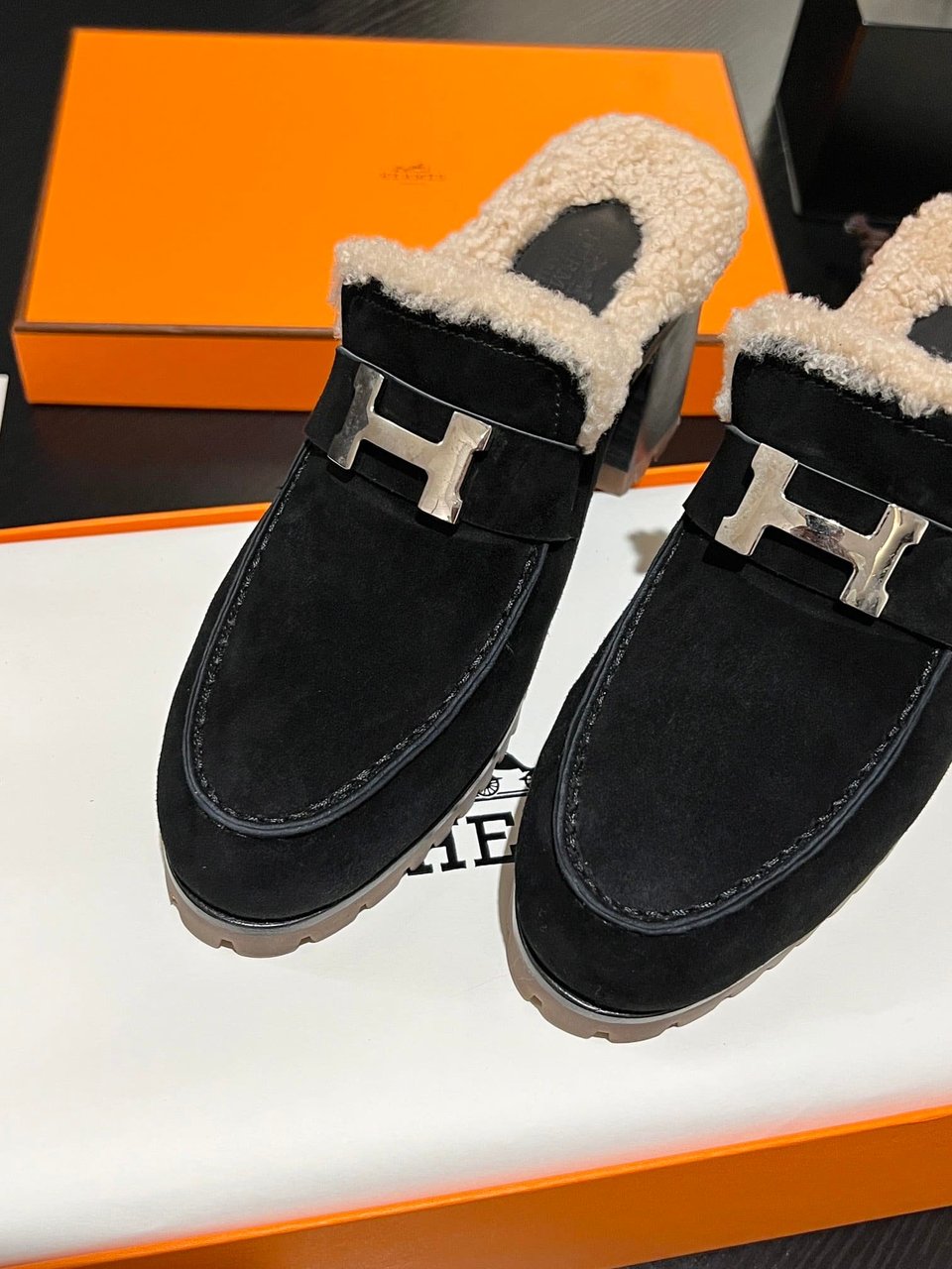 Hermes Flore 60 Mule Black view 7