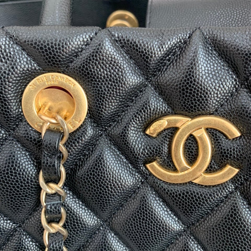 Chanel Shopping Bag 38Cm Black Quilted Caviar Leather Ghw view 4