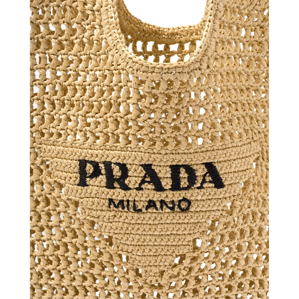 Prada Raffia Tote Bag Beige Straw Beach Bag 51 cm view 6