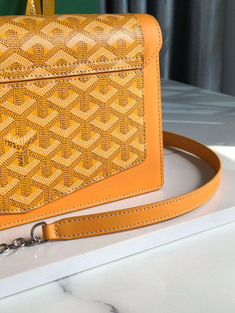 Goyard Duchesse Marie-Caroline Bag 25 Cm Yellow Goyardine Canvas And Smooth Calfskin view 8