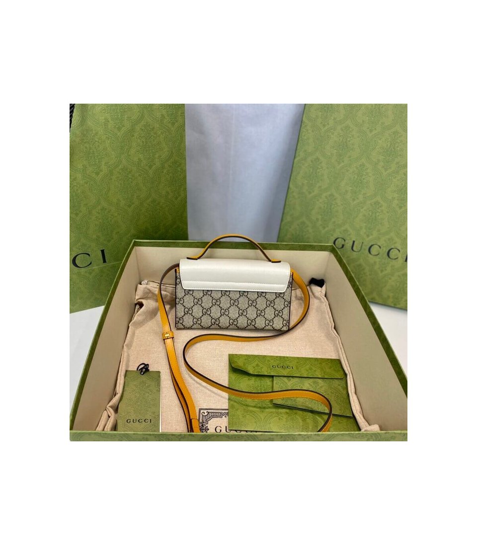 Gucci Padlock Mini Shoulder Bag Ivory &amp; Orange Leather 18cm/7in view 11