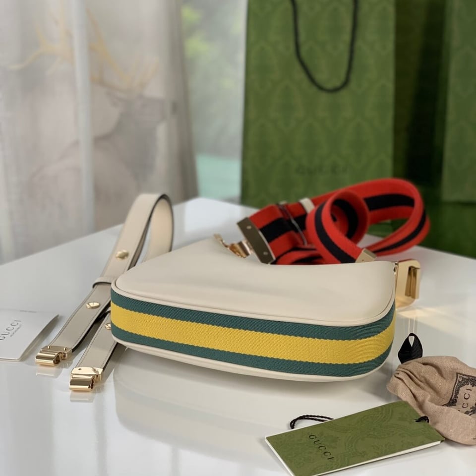 Gucci White Leather Attache Small Shoulder Bag view 8