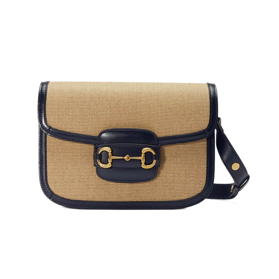 Gucci Horsebit 1955 Small Bag in Beige Canvas