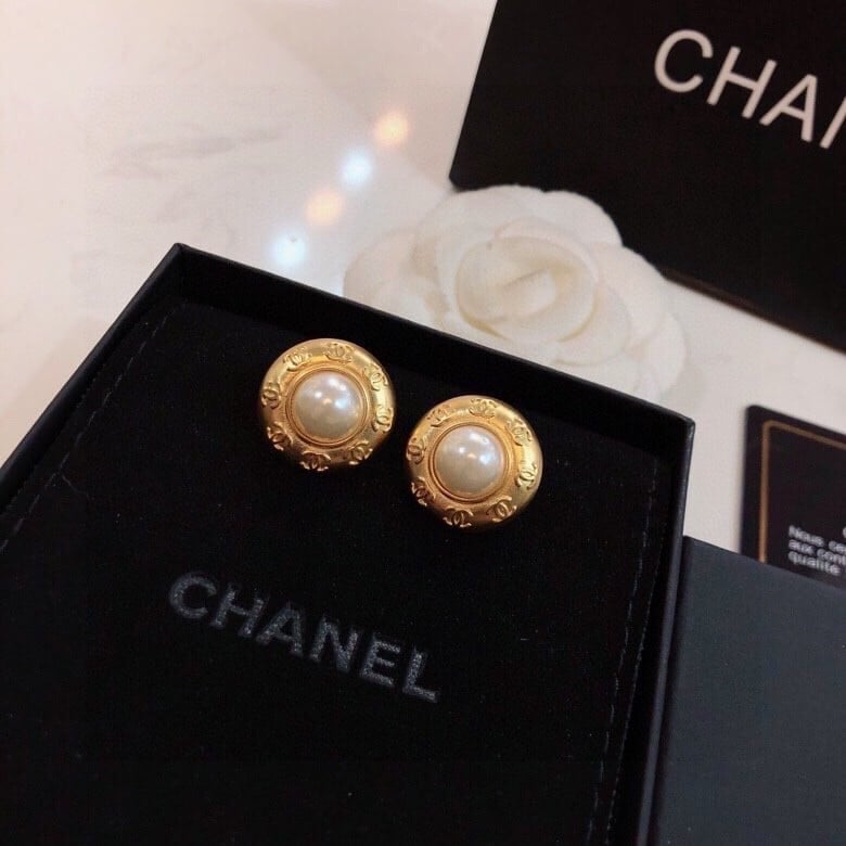 Chanel Button Gold Earrings view 2