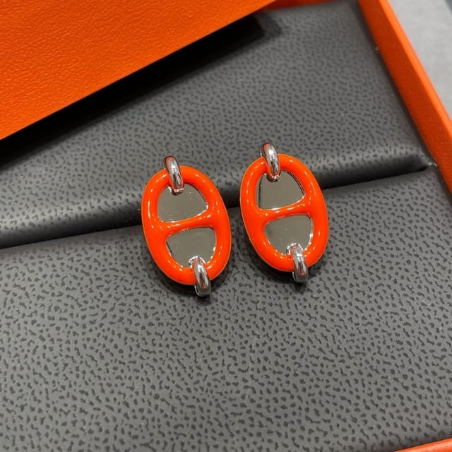 Hermes Mini Maillon Earrings Red