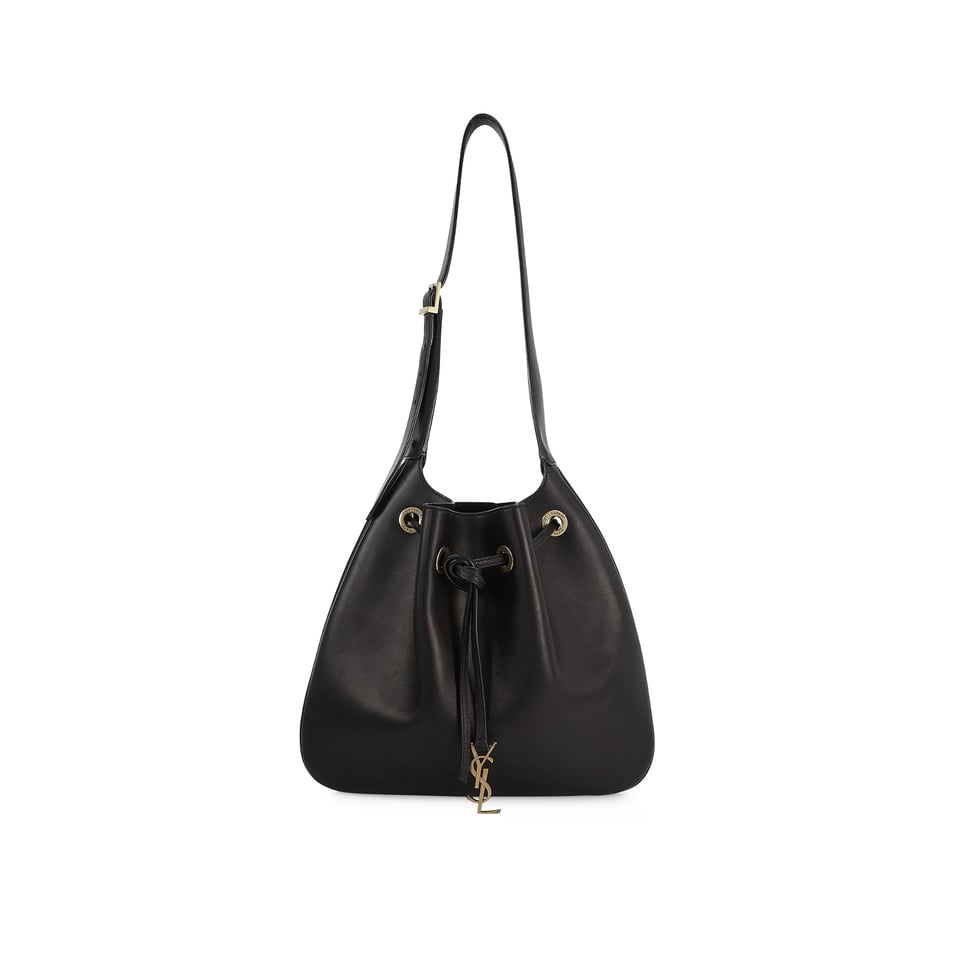 Saint Laurent Paris Vii Medium Flat Hobo Bag In Smooth Leather Black 28Cm