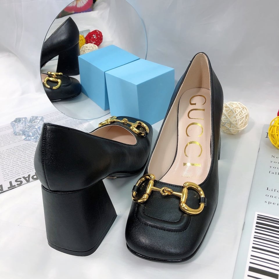 Gucci Women’S Mid Heel Pump With Horsebit Black view 6