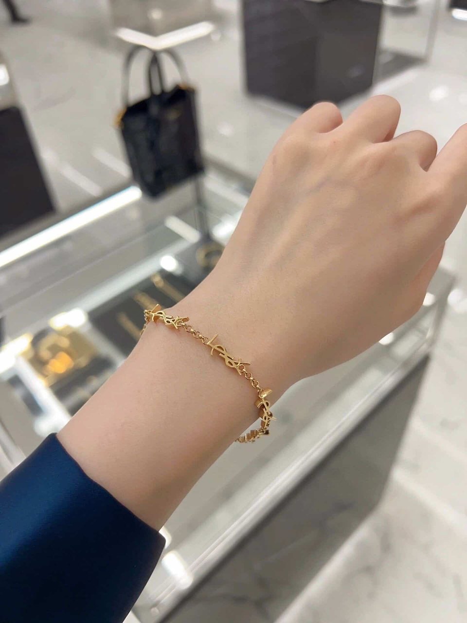 Saint Laurent Cassandre Bracelet Gold Tone view 6