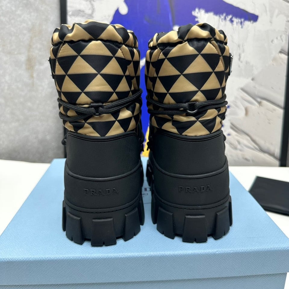 Prada Nylon Gabardine Apr?S Ski Booties Black Beige view 4