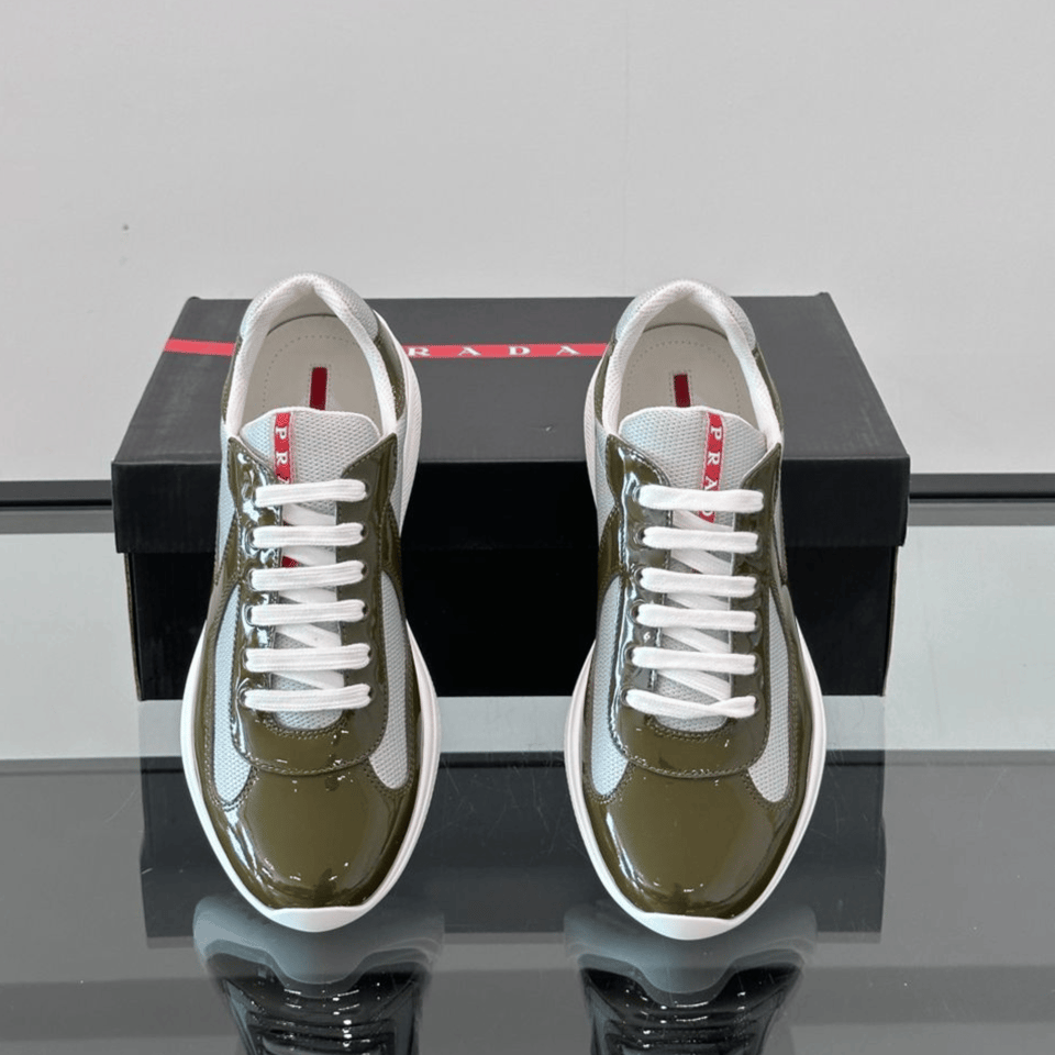 Prada Patent Leather And Technical Fabric Cup Sneakers view 8