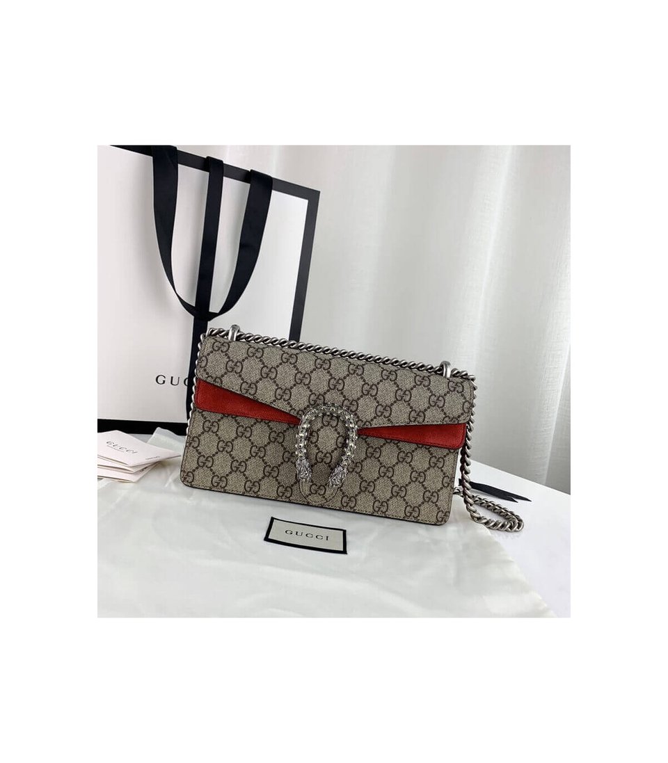 Gucci Dionysus Small Shoulder Bag in GG Supreme with Crystals Red 25cm view 6