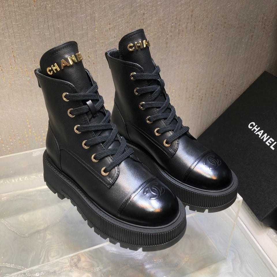 Chanel Cc Lace Up Boot Black G45124 B14018 94305 view 9