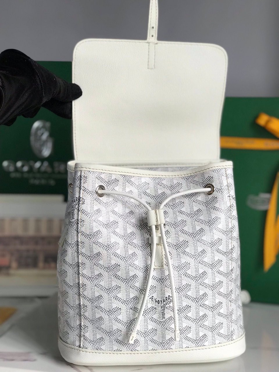 Goyard Alpin Mini Backpack 21 Cm White Lambskin And Goyardine Canvas view 10