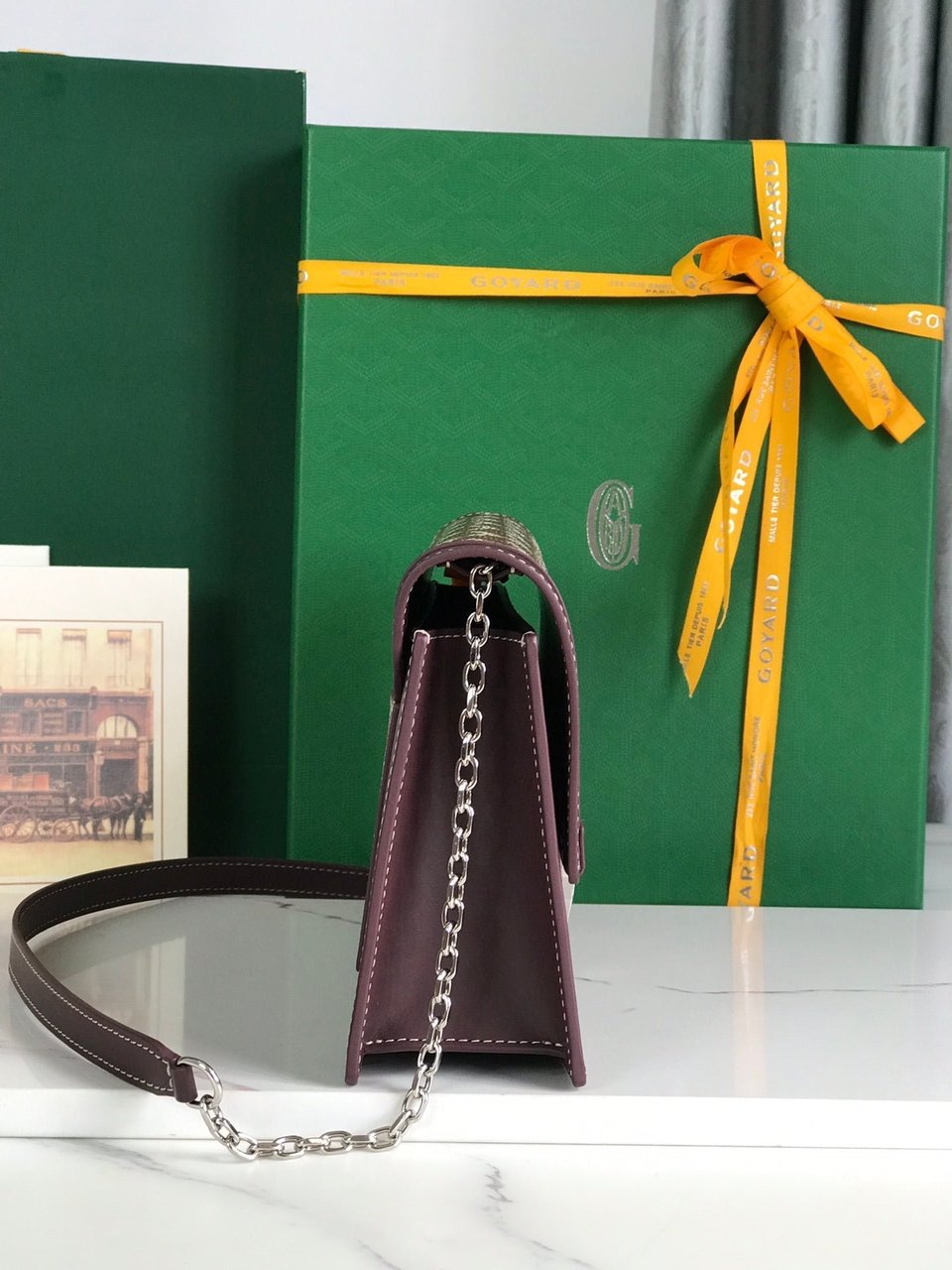 Goyard Duchesse Marie-Caroline Bag 25cm Wine Red Goyardine Canvas And Smooth Calfskin view 4