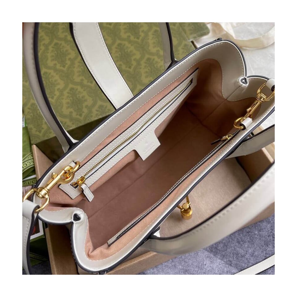 Gucci Jackie 1961 Medium Tote Bag in White Leather 30cm view 19