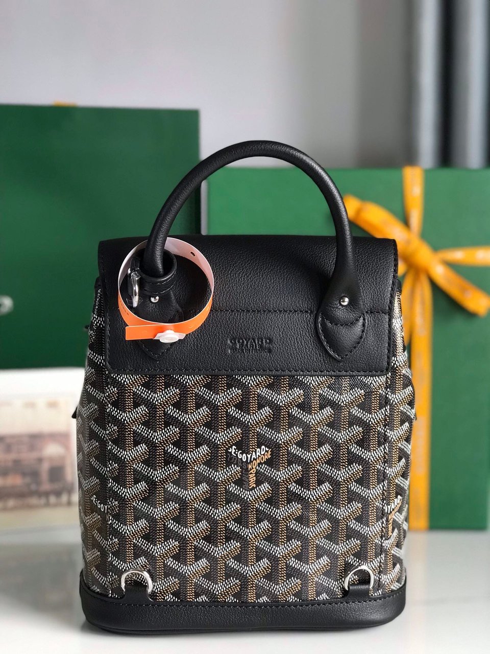 Goyard Alpin Mini Backpack 21cm Black Lambskin And Goyardine Canvas view 4