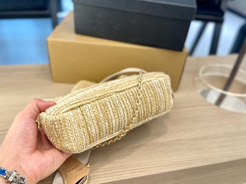 Prada Re-Edition 2005 Raffia Bag Tan view 3