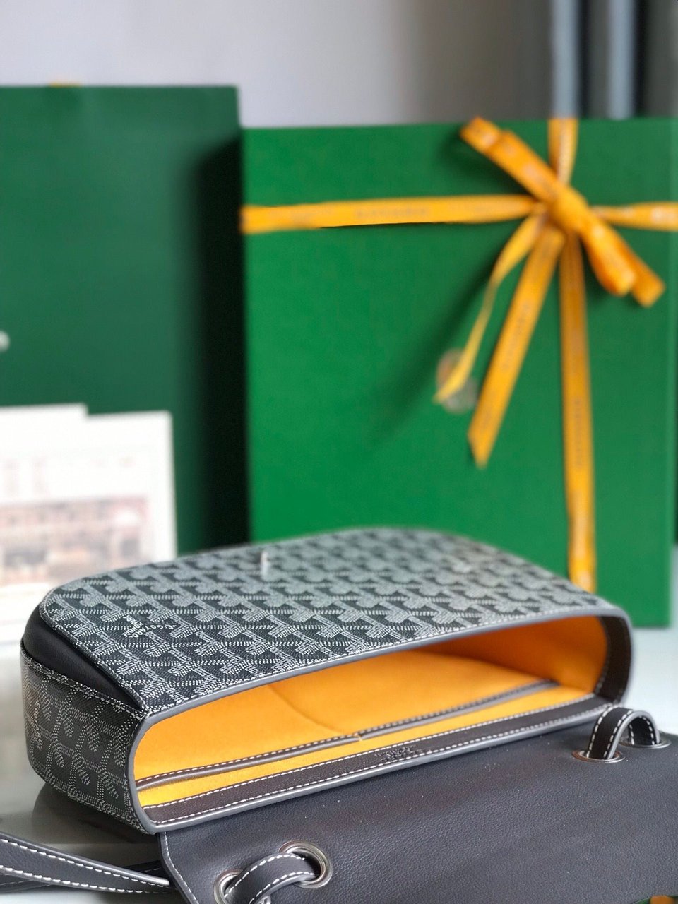 Goyard 233 Bag 25 Cm Gray Calfskin And Goyardine Canvas 25cm view 8