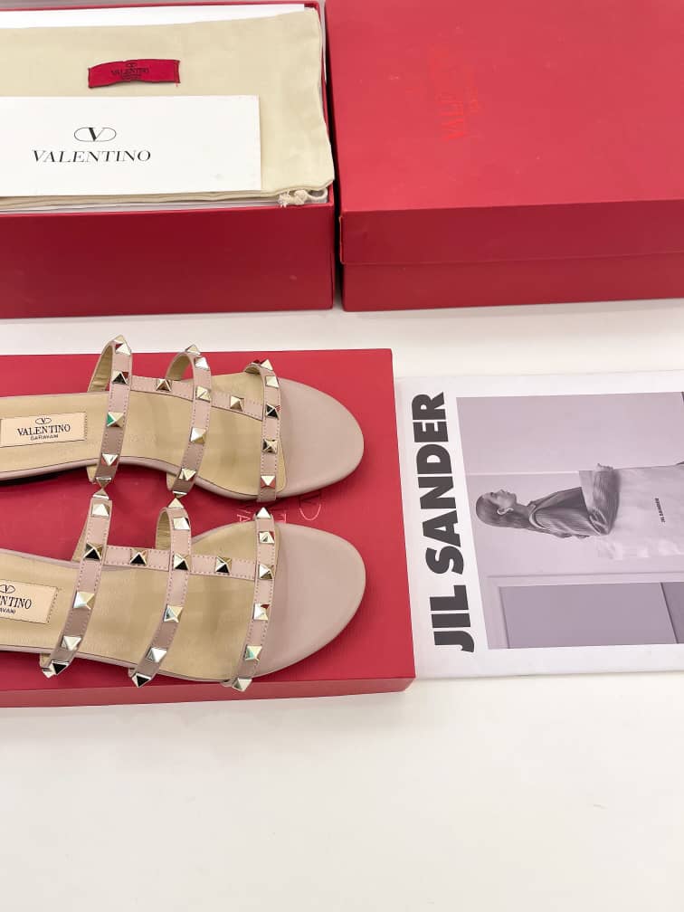 Valentino Garavani Rockstud Flat Slide Sandal Pink 4W2S0C49Vod P45 view 4