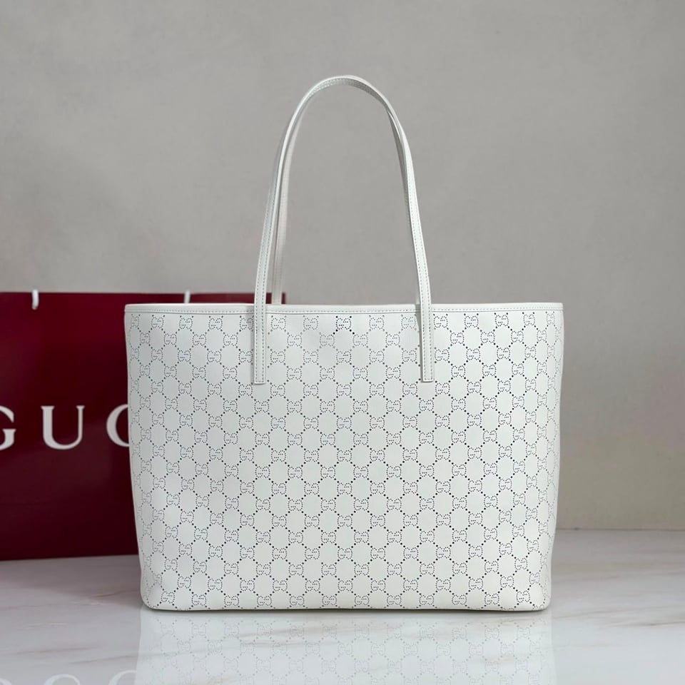 Gucci Tribeca Large Tote Bag 38cm/15in White Leather GG 874745 view 3