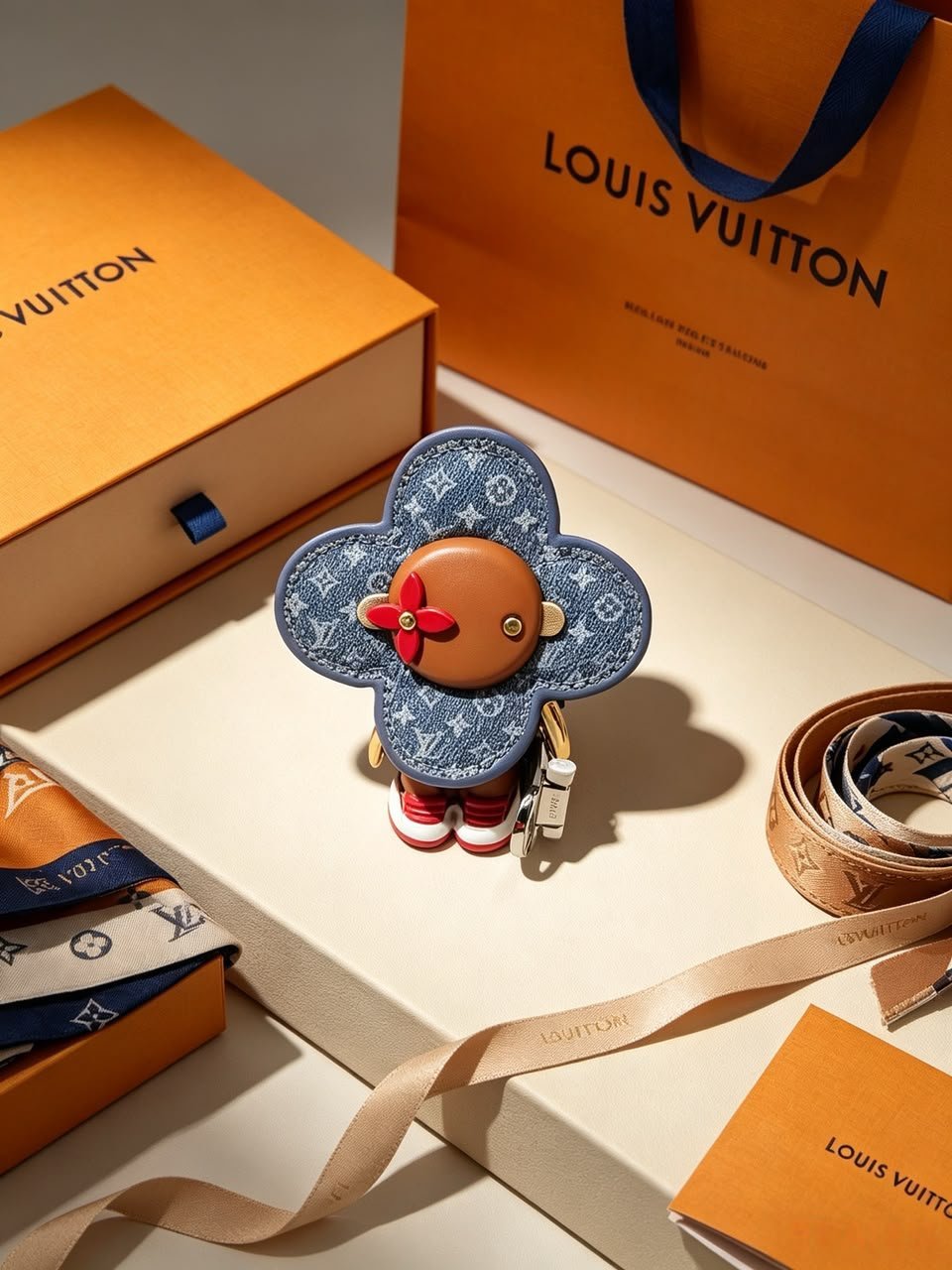 Louis Vuitton Vivienne Skateboard Denim Monogram Keychain 13.5cm/5.3in view 6