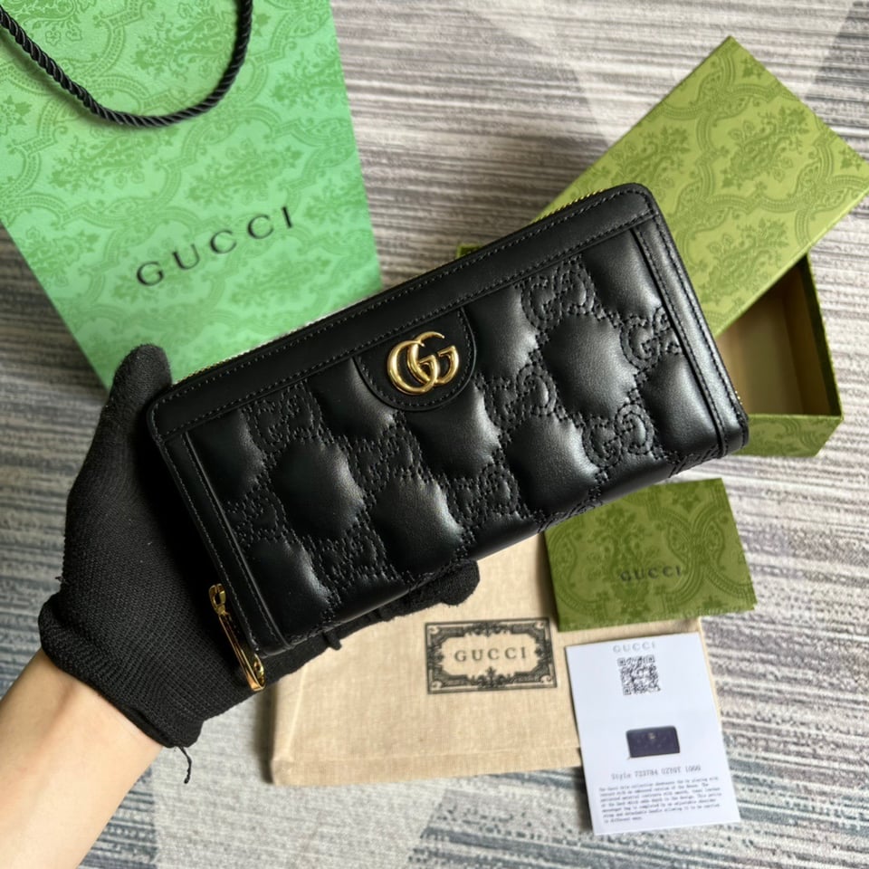 Gucci GG Matelassé Zip-Around Wallet Black 7.6 in/ 19 For Women view 3