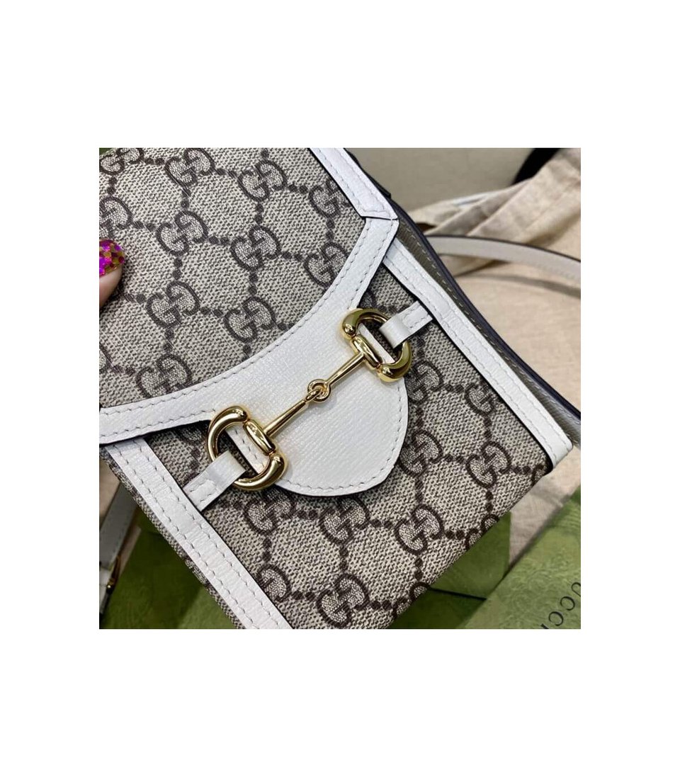 Gucci GG Supreme Horsebit 1955 Mini Bag White view 12