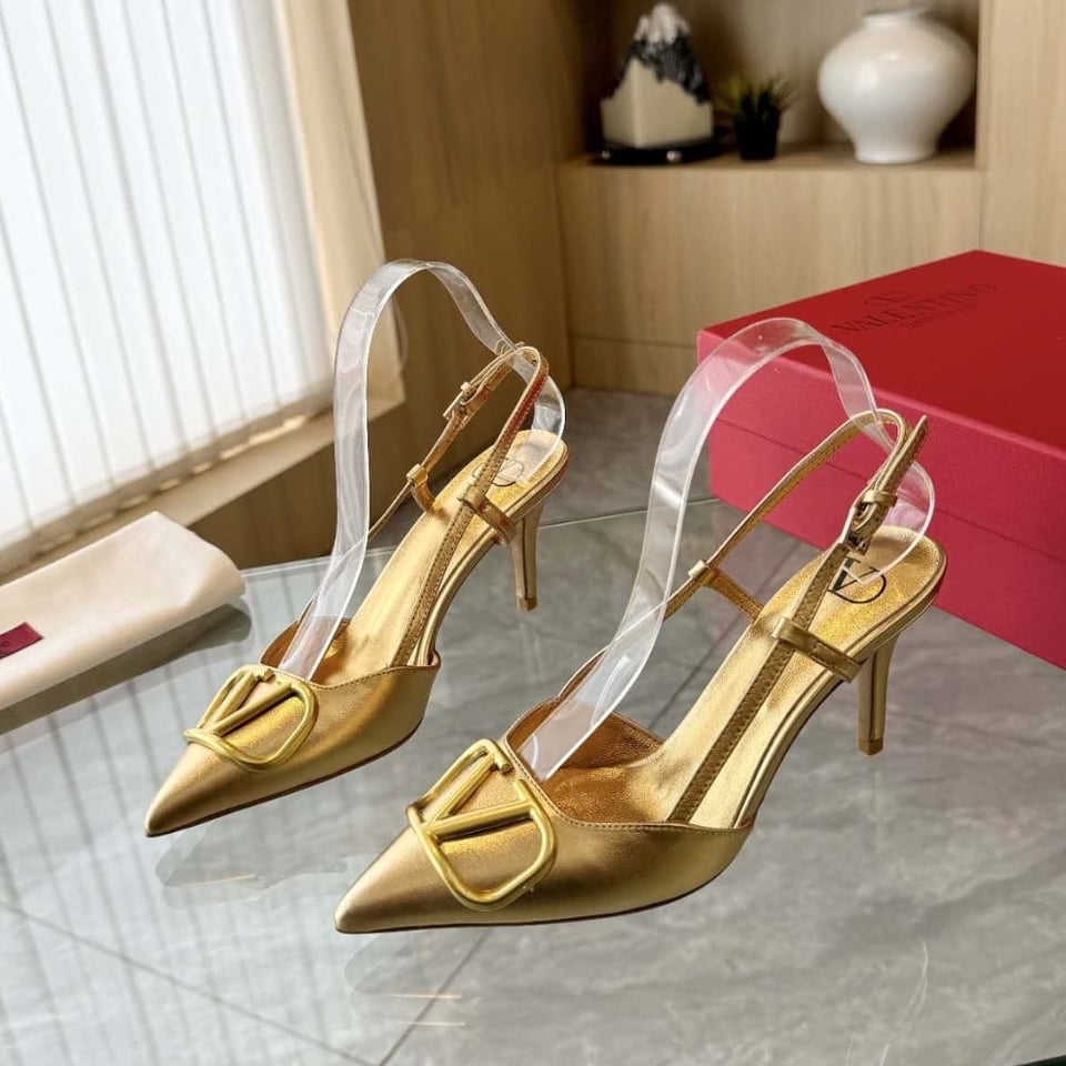 Valentino Vlogo Signature Slingback Pump In Gold view 7
