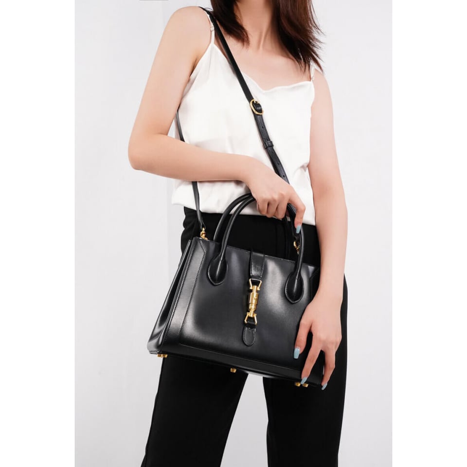 Gucci Jackie 1961 Medium Tote Bag in Black Leather 30cm view 6