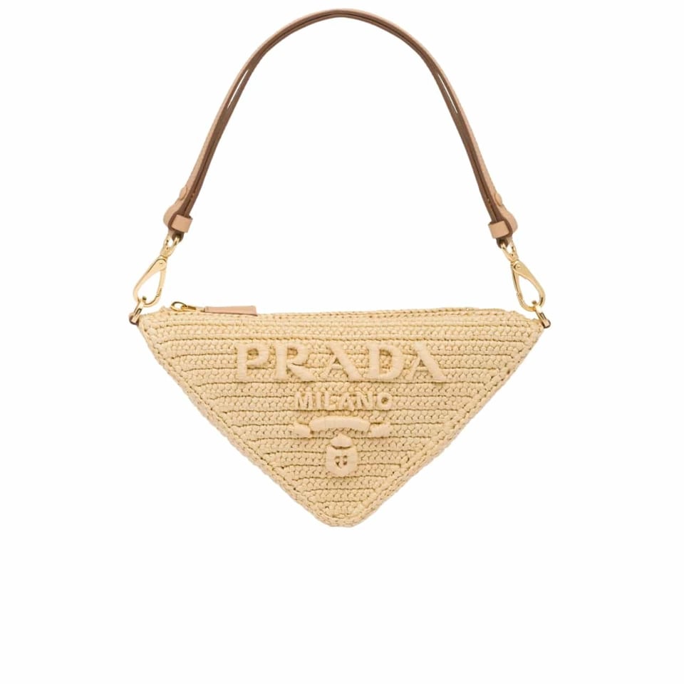 Prada Crochet And Leather Mini Bag Natural 18Cm view 2
