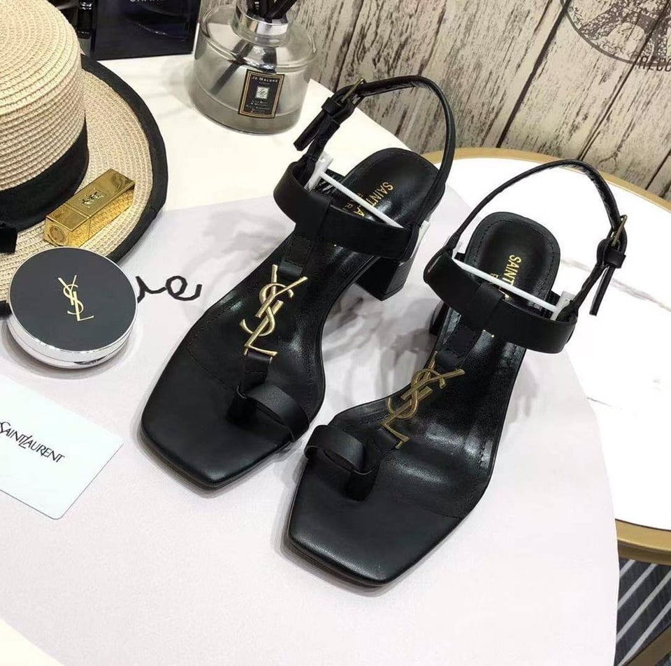 Saint Laurent Cassandra Leather Slingback Sandals Black 658198Dwett1000 view 10