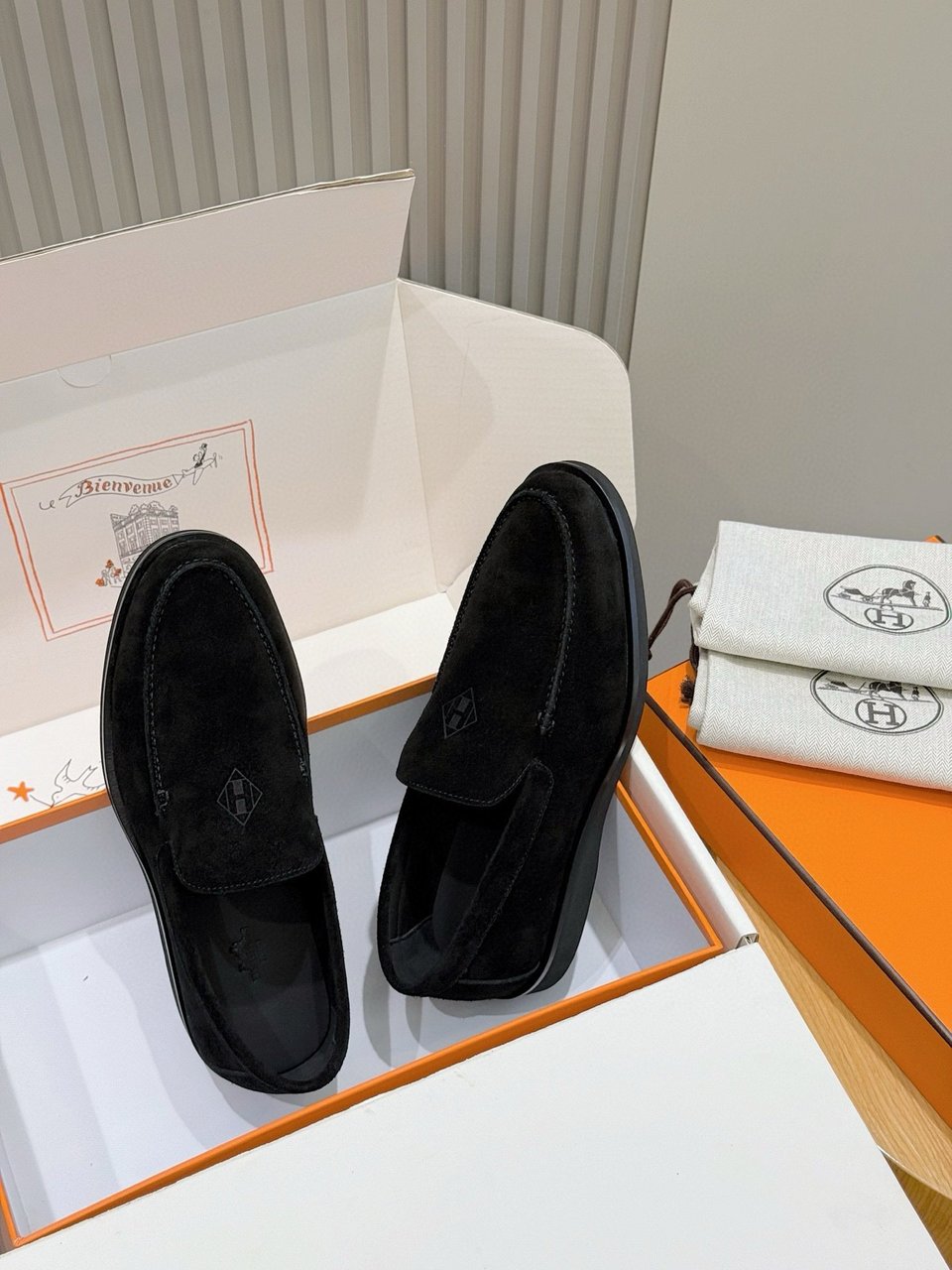 Hermès Black Suede Loafers- Shoes for Men view 10
