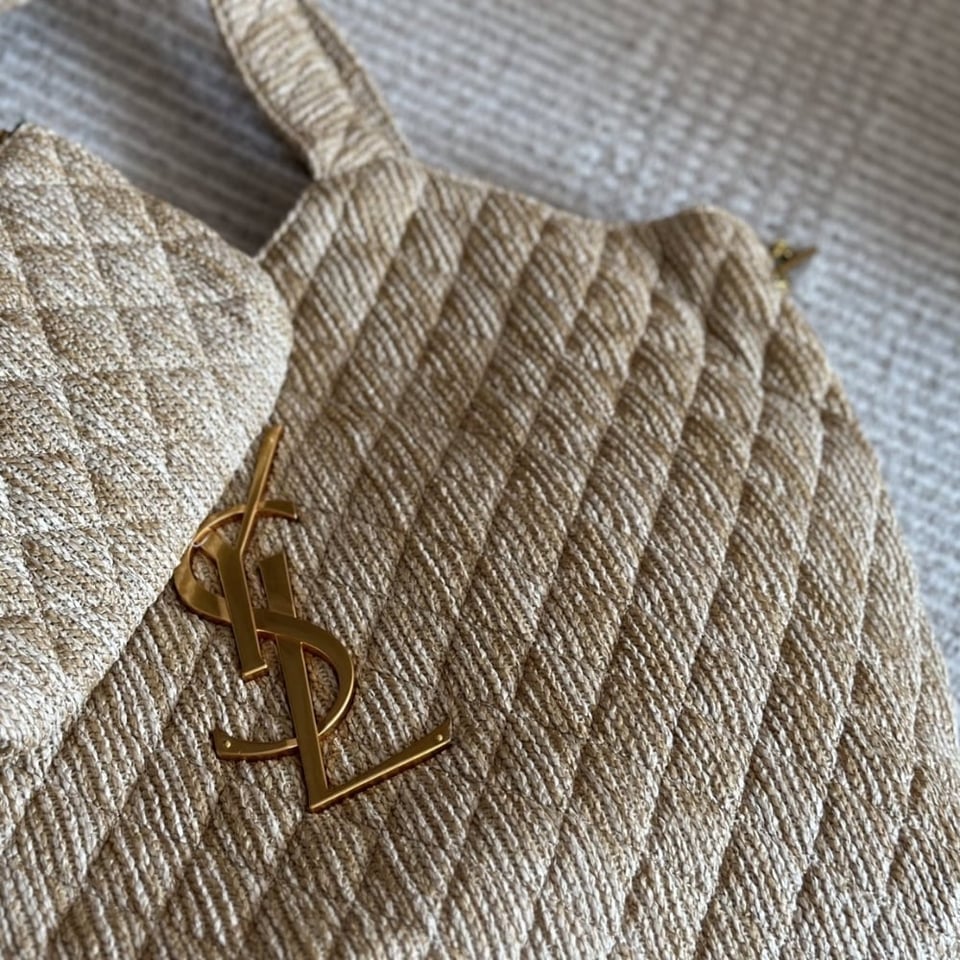 Saint Laurent Raffia Maxi Tote Bag Beige 40Cm view 6